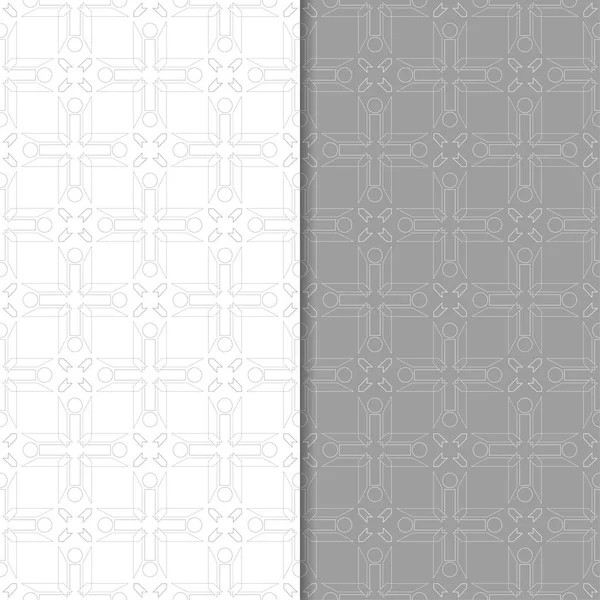 Gri ve beyaz geometrik süsler. Web, Tekstil ve duvar kağıtları için dikişsiz desen seti