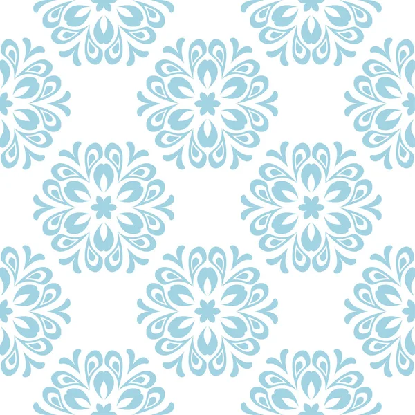 Beyaz zemin üzerine mavi çiçek süsleme. Tekstil ve duvar kağıtları için seamless modeli