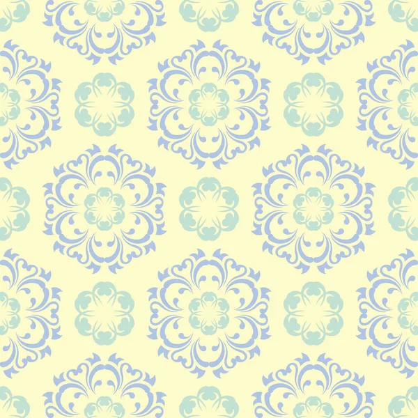 Çiçek seamless modeli. Bej renkli arka plan duvar kağıtları, Tekstil ve kumaş için mavi ve yeşil ışık çiçek öğeleri ile