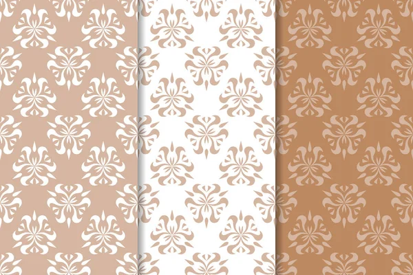 Braune Florale Hintergründe Nahtlose Muster Für Textilien Und Tapeten — Stockvektor
