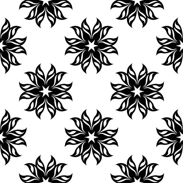Beyaz arka planda siyah çiçek süsleme. Tekstil ve duvar kağıtları için seamless modeli