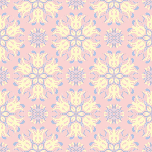 Çiçek seamless modeli. Soluk pembe arka plan duvar kağıtları, Tekstil ve kumaş için ışık mavi ve sarı çiçek öğeleri