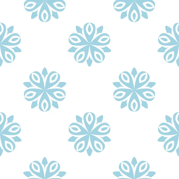Ornamento Floreale Blu Sfondo Bianco Modello Senza Cuciture Tessuti Sfondi — Vettoriale Stock