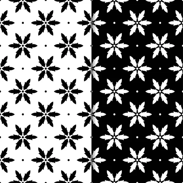Siyah ve beyaz çiçek arka planlar. Tekstil ve duvar kağıtları için dikişsiz desen seti
