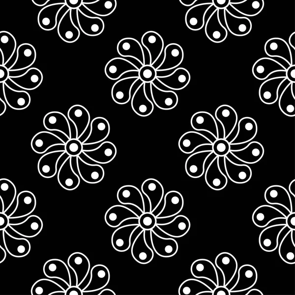 Μαύρο Και Λευκό Floral Στολίδι Χωρίς Ραφή Πρότυπο Για Υφάσματα — Διανυσματικό Αρχείο