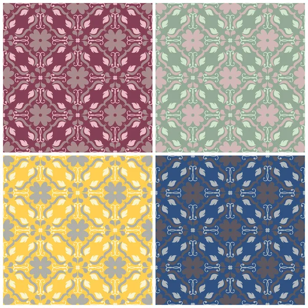 Çiçek desenleri sorunsuz. Renkli arka planlar ile tekstil ve duvar kağıtları için çiçek öğeleri kümesi