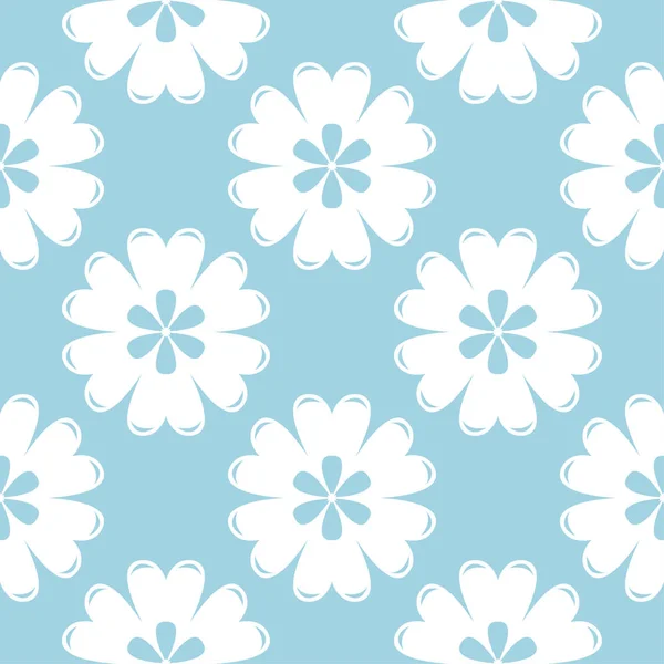 Mavi zemin üzerine beyaz çiçek süsleme. Tekstil ve duvar kağıtları için seamless modeli