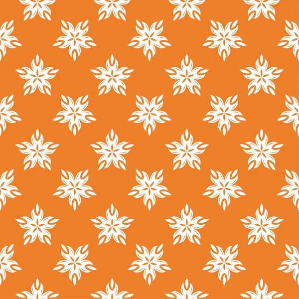 Turuncu zemin üzerine beyaz çiçek süsleme. Tekstil ve duvar kağıtları için seamless modeli