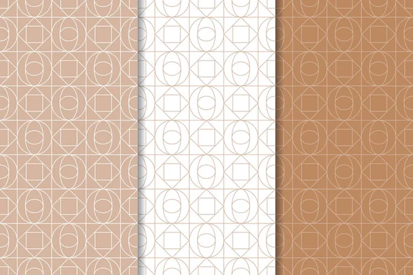 Web, Tekstil ve duvar kağıtları için geometrik Dikişsiz desen kahverengi ve beyaz set