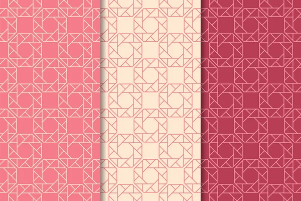 Kiraz kırmızısı geometrik süsler. Web, Tekstil ve duvar kağıtları için dikey Dikişsiz desen seti