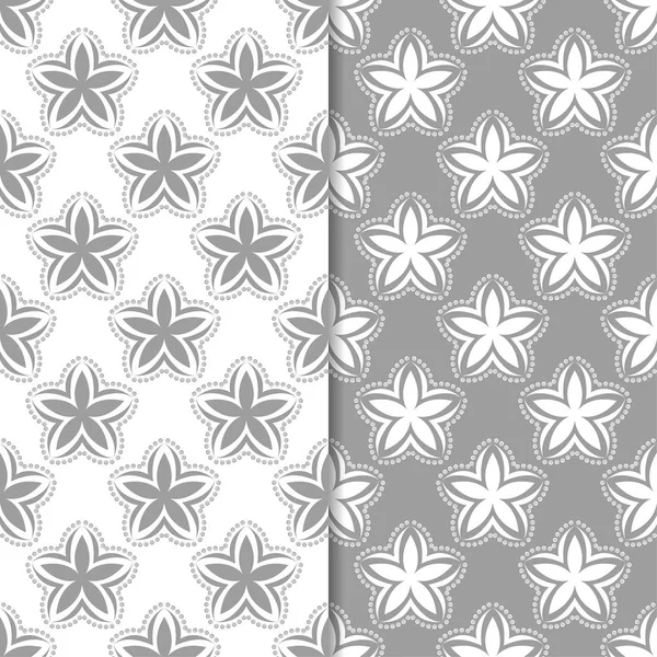 Beyaz ve gri çiçek arka planlar. Tekstil ve duvar kağıtları için dikişsiz desen seti