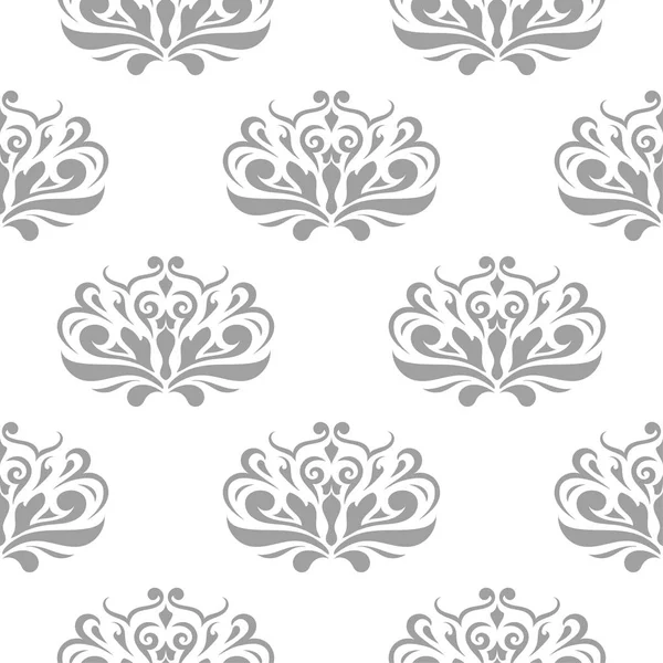 Beyaz arka plan üzerine açık gri çiçek süsleme. Tekstil ve duvar kağıtları için seamless modeli