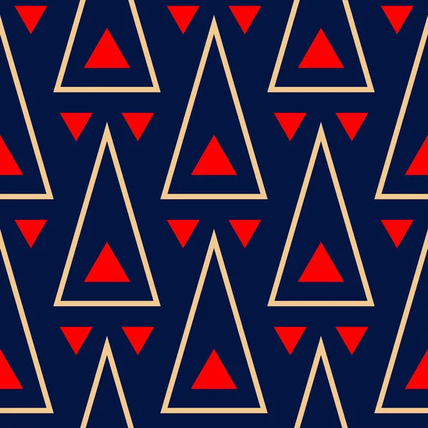 Geometrik mavi seamless modeli. Kırmızı ve bej duvar kağıtları, Tekstil ve kumaş için yazdırma