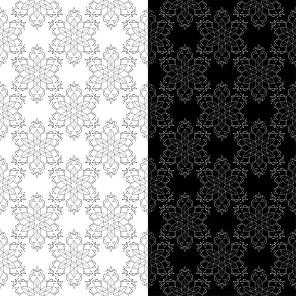 Zwart-wit set van naadloze bloemmotieven — Stockvector