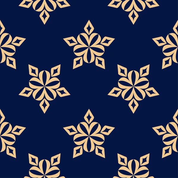 Altın mavi çiçek süsleme. Tekstil ve duvar kağıtları için seamless modeli