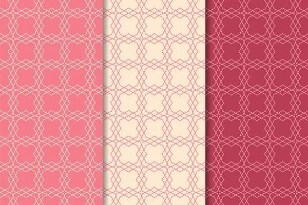 Kiraz kırmızısı geometrik süsler. Web, Tekstil ve duvar kağıtları için dikey Dikişsiz desen seti