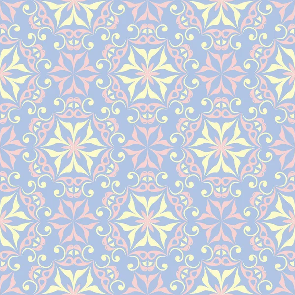 Çiçek seamless modeli. Soluk mavi arka plan duvar kağıtları, Tekstil ve kumaş için bej ve pembe çiçek öğeleri ile