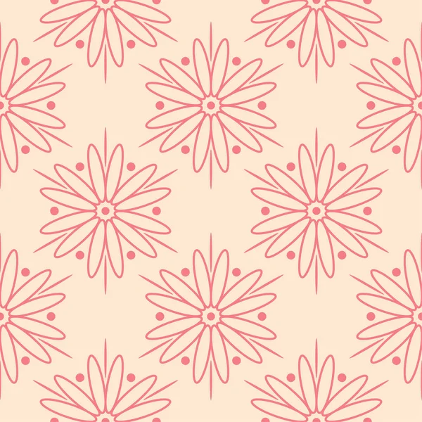 Bej renkli arka plan üzerinde kırmızı çiçekli süs. Tekstil ve duvar kağıtları için seamless modeli