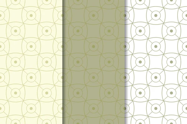 Zeytin yeşili ve beyaz geometrik süsler. Web, Tekstil ve duvar kağıtları için dikey Dikişsiz desen seti
