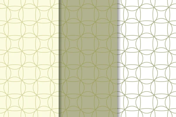 Geometrik süsler kümesi. Zeytin yeşili ve beyaz Dikişsiz desen web, Tekstil ve duvar kağıtları için