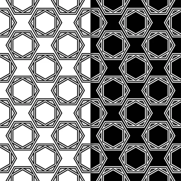 Черно Белые Геометрические Орнаменты Набор Плавных Шаблонов Паутины Текстиля Обоев — стоковый вектор