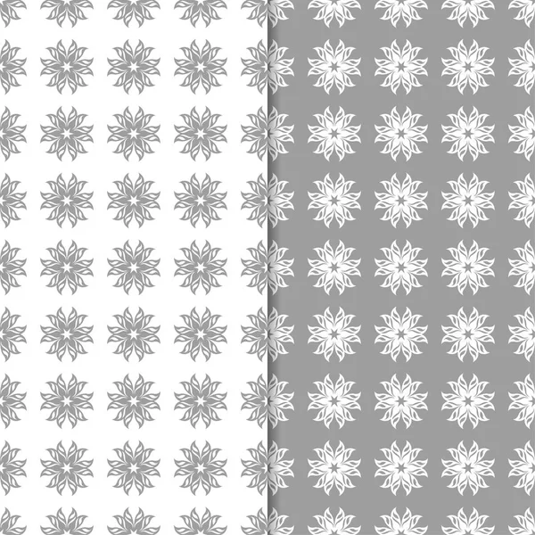 Beyaz ve gri çiçek arka planlar. Tekstil ve duvar kağıtları için dikişsiz desen seti