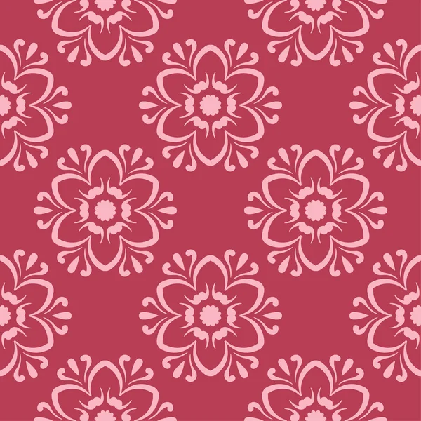 Blumenmuster Auf Rotem Hintergrund Nahtloses Muster Für Textilien Und Tapeten — Stockvektor