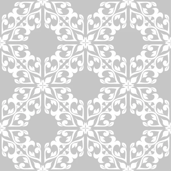 Gri arka plan üzerinde beyaz çiçek süsleme. Tekstil ve duvar kağıtları için seamless modeli