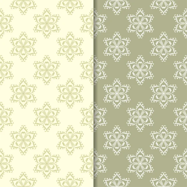 Zeytin yeşili çiçek süs arka planlar. Tekstil ve duvar kağıtları için dikişsiz desen seti