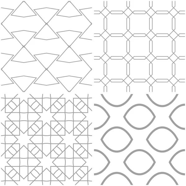 Geometrik desenler. Işık gri ve beyaz sorunsuz arka planlar kümesi. Vektör çizim