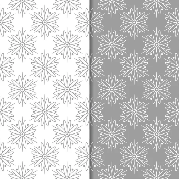 Fonds Floraux Blancs Gris Ensemble Motifs Sans Couture Pour Textiles — Image vectorielle