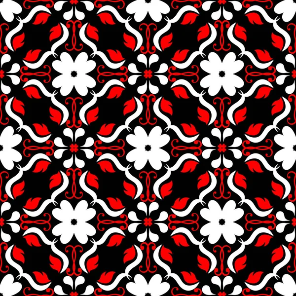 Black Red White Flower Elements Seamless Background Wallpapers — Stock Vector