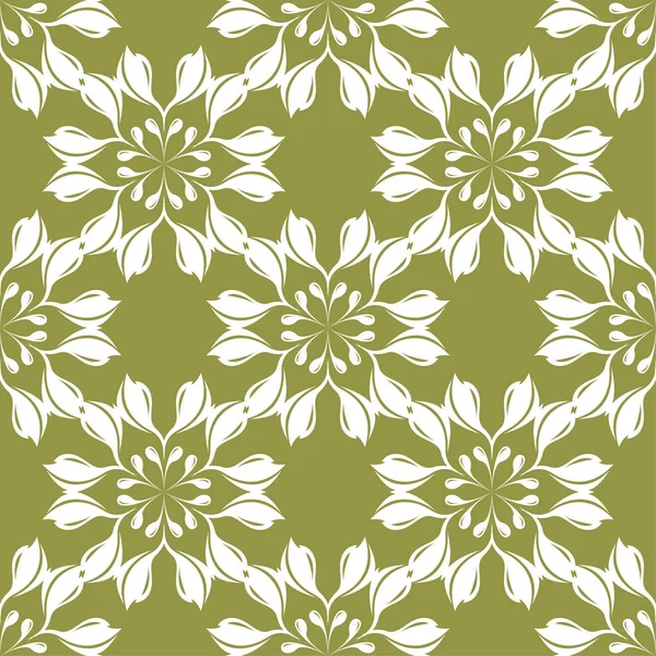Beyaz çiçek zeytin yeşil zemin üzerine. Tekstil ve duvar kağıtları için seamless modeli