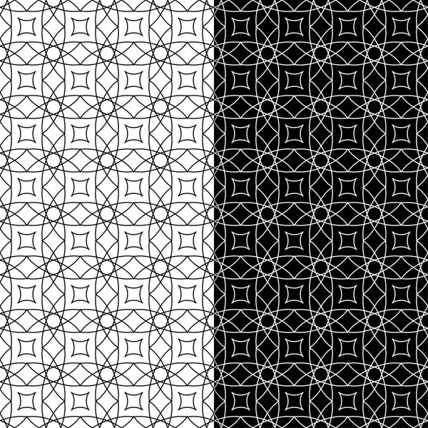 Black White Geometric Ornaments Set Seamless Patterns Web Textile Wallpapers — Stock Vector