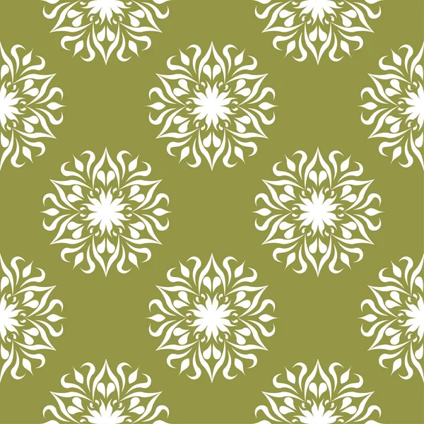 Beyaz çiçek zeytin yeşil zemin üzerine. Tekstil ve duvar kağıtları için seamless modeli