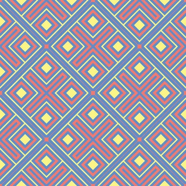 Geometrik mavi seamless modeli. Arka plan duvar kağıtları, Tekstil ve kumaş için kırmızı ve sarı tasarımı ile çok renkli