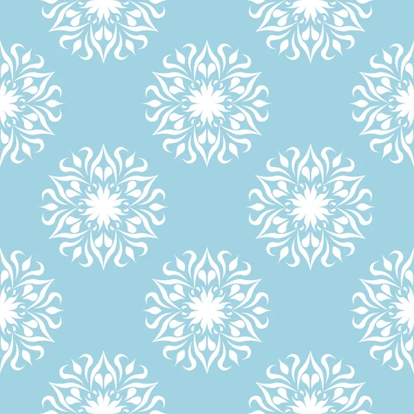ネイビー ブルーの背景に白い花の飾り テキスタイルや壁紙のためのシームレスなパターン — ストックベクタ