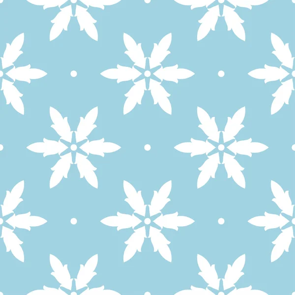 Witte Bloemen Ornament Blauwe Achtergrond Naadloze Patroon Voor Textiel Wallpapers — Stockvector