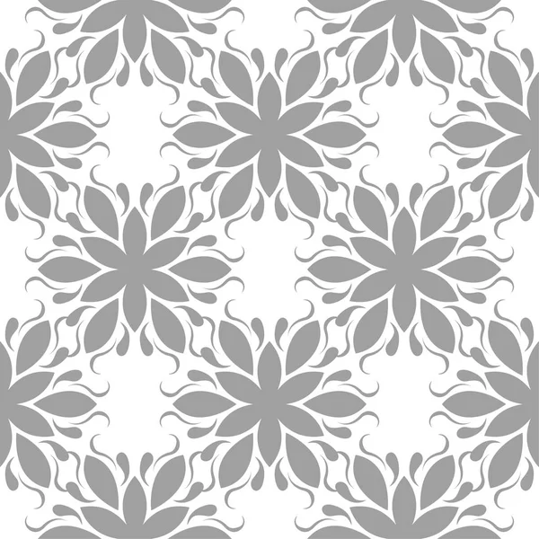 Beyaz arka plan üzerine açık gri çiçek süsleme. Tekstil ve duvar kağıtları için seamless modeli