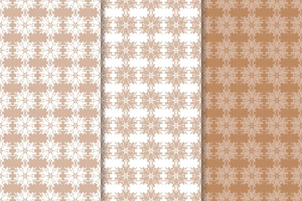 Kahverengi çiçek arka planlar. Tekstil ve duvar kağıtları için dikişsiz desen seti