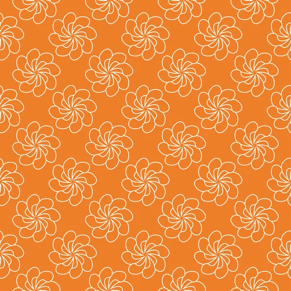 Turuncu zemin üzerine beyaz çiçek süsleme. Tekstil ve duvar kağıtları için seamless modeli