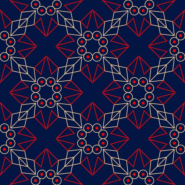 Geometric Seamless Pattern Colored Red Beige Design Blue Background Wallpapers — Stock Vector