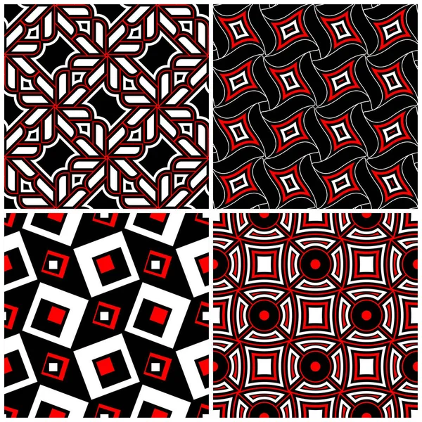 Sorunsuz siyah beyaz ve kırmızı desenler. Klasik geometrik arka plan duvar kağıtları ve tekstil
