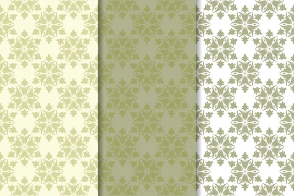 Zeytin yeşili çiçek desenleri. Tekstil ve duvar kağıtları için dikişsiz desen seti