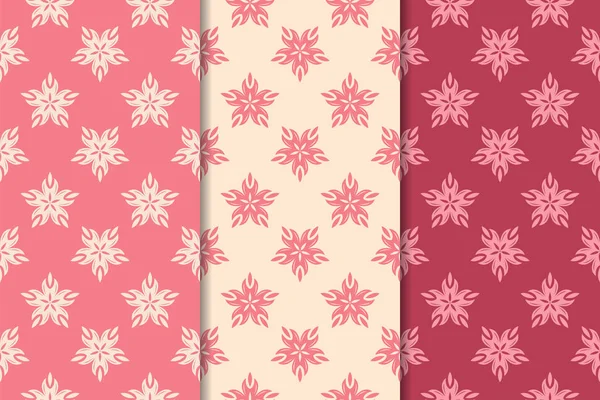 Kırmızı çiçekli süsler kümesi. Kiraz pembe dikey Dikişsiz desen. Duvar kağıdı arka plan