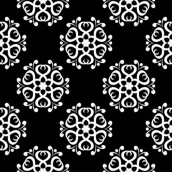 Siyah ve beyaz çiçek süsleme. Tekstil ve duvar kağıtları için seamless modeli