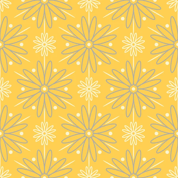 Fond Floral Modèle Sans Couture Gris Blanc Jaune Pour Papier — Image vectorielle