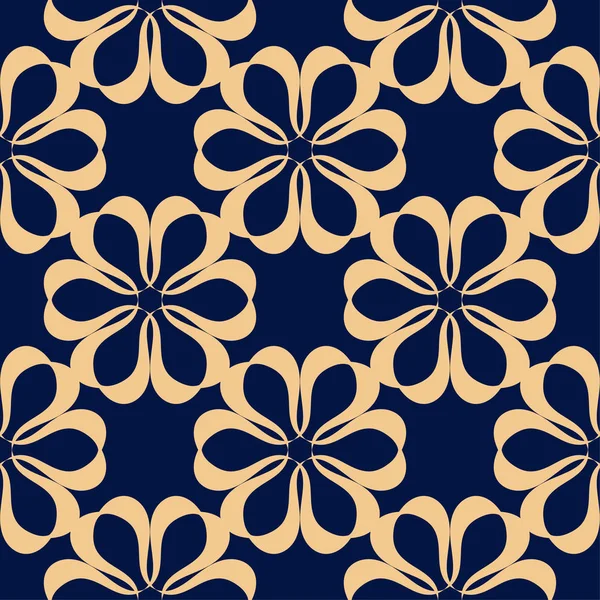 Koyu mavi zemin üzerine altın çiçek süsleme. Tekstil ve duvar kağıtları için seamless modeli