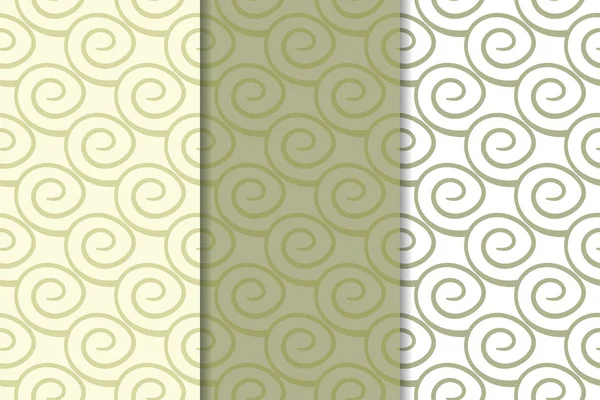 Zeytin yeşili ve beyaz geometrik süsler. Web, Tekstil ve duvar kağıtları için dikey Dikişsiz desen seti