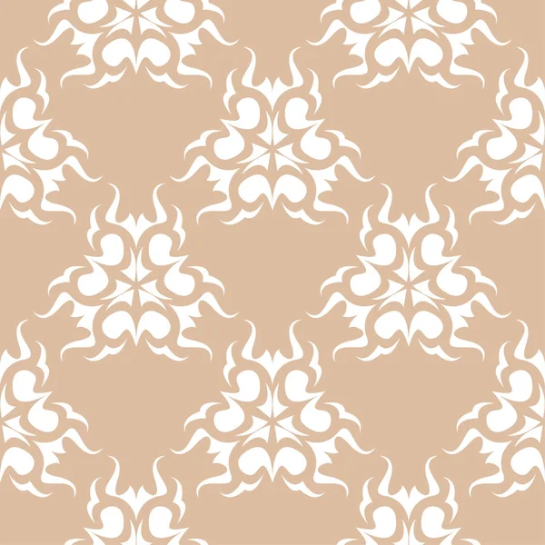 Bej renkli arka plan üzerinde beyaz çiçek süsleme. Tekstil ve duvar kağıtları için seamless modeli